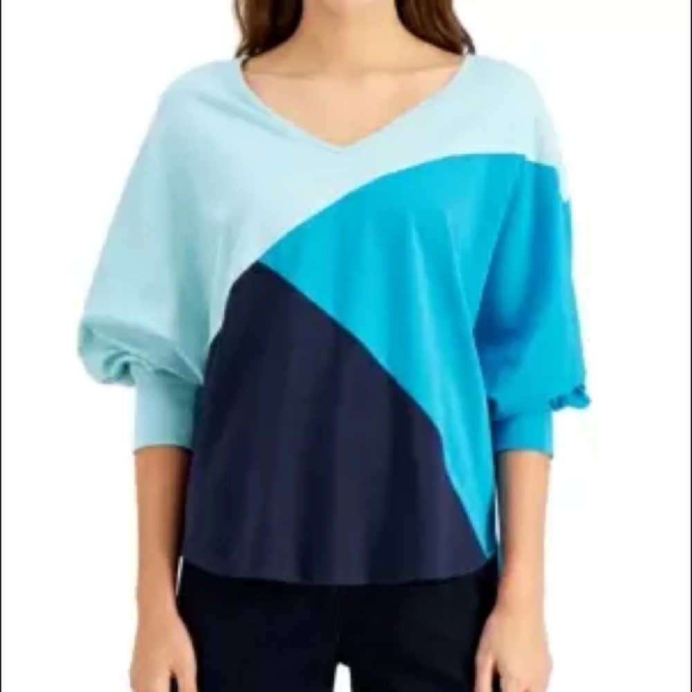 NEW! Willow Drive Colorblocked Knit Balloon Top